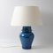 Lampada da tavolo in ceramica blu craquelé, anni '60, Immagine 1