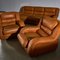 Hellbraunes Ledersofa Set, 3 5