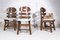Spanish Brutalist Fishbone Chairs in Oak and Bouclé, 1960s, Set of 4, Image 18