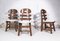 Spanish Brutalist Fishbone Chairs in Oak and Bouclé, 1960s, Set of 4, Image 10
