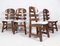 Spanish Brutalist Fishbone Chairs in Oak and Bouclé, 1960s, Set of 4, Image 3