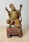 Chinese Ming Dynasty Artist, Carved Statuette of Guandi, God of War & Foo Dog, 1600s, Wood 12