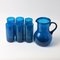 Blue Bubble Glass Pitcher with Tumblers, 1950s, Set of 7 3