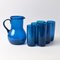 Blue Bubble Glass Pitcher with Tumblers, 1950s, Set of 7 1