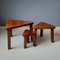 Brutalist Triangular Oak Nesting Tables, 1970s, Set of 3 3