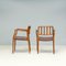 Brown Leather #66 Chairs by Niels Otto Møller, Set of 2 6