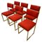 Mid-Century Dining Chairs with Gilded Metal Feet, 1970s, Set of 6 1