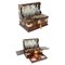 Antique Coromandel 3 Crystal Decanter Tantalus & Games Drawer, 19th Century, Set of 14 1