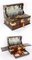 Decantador de cristal Coromandel 3 antiguo y cajón de juegos, siglo XIX. Juego de 14, Imagen 20