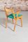 Mid-Century French Beech Chair with Green Vinyl Seat, 1960s, Image 7