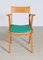 Mid-Century French Beech Chair with Green Vinyl Seat, 1960s, Image 1