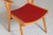 Silla francesa Mid-Century de haya con asiento de vinilo rojo, años 60, Imagen 4