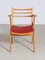 Französischer Mid-Century Stuhl aus Buche mit rotem Vinylsitz, 1960er 1
