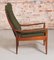 Mid-Century Afrormosia Armchair with Original Green Fabric Upholstery from Cintique 4