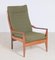 Mid-Century Afrormosia Armchair with Original Green Fabric Upholstery from Cintique, Image 1