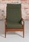 Mid-Century Afrormosia Armchair with Original Green Fabric Upholstery from Cintique 3