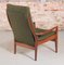 Mid-Century Afrormosia Armchair with Original Green Fabric Upholstery from Cintique 5