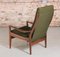 Mid-Century Afrormosia Armchair with Original Green Fabric Upholstery from Cintique 6