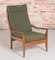 Mid-Century Afrormosia Armchair with Original Green Fabric Upholstery from Cintique 2