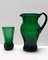 Vintage Green Hand-Blown Glass Drinking Glasses and Pitcher, Empoli, 1950s, Set of 7 10