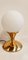 Lámpara de mesa de latón con esfera blanca satinada, Imagen 4