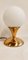 Brass Table Lamp with Satin White Sphere 1