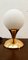 Lampada da tavolo in ottone con sfera bianca satinata, Immagine 3
