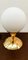 Brass Table Lamp with Satin White Sphere, Image 7