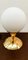 Lampada da tavolo in ottone con sfera bianca satinata, Immagine 7