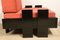 Vintage Low Lacquered Wooden Armchairs in Black and Fabric, 1970, Set of 2, Image 17