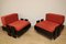 Vintage Low Lacquered Wooden Armchairs in Black and Fabric, 1970, Set of 2, Image 11