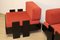 Vintage Low Lacquered Wooden Armchairs in Black and Fabric, 1970, Set of 2 29