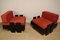 Vintage Low Lacquered Wooden Armchairs in Black and Fabric, 1970, Set of 2 9