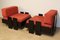 Vintage Low Lacquered Wooden Armchairs in Black and Fabric, 1970, Set of 2, Image 4