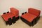 Vintage Low Lacquered Wooden Armchairs in Black and Fabric, 1970, Set of 2 5