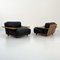 Pianura Armchairs in Black Leather by Mario Bellini for Cassina, 1970s, Set of 2 1