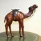Vintage Aged Leather Camel Sculpture on Hand Carved Wood from Libertys, Image 2