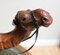 Vintage Aged Leather Camel Sculpture on Hand Carved Wood from Libertys 9