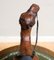 Vintage Aged Leather Camel Sculpture on Hand Carved Wood from Libertys 13