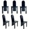 Postmodern High Back Black Leather Dining Chairs, 1980s, Set of 6 1