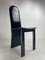 Postmoderne Esszimmerstühle aus schwarzem Leder mit hoher Rückenlehne, 1980er, 6 . Set 5