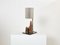 Brutalist Table Lamp in Steel and Red Shale by Phillipe Jean, 1970s 7