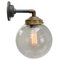 Vintage Smoked Glass, Brass and Cast Iron Wall Light 5