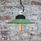 Vintage Industrial Green Enamel, Porcelain and Clear Glass Pendant Light, Image 5