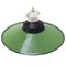 Lampe à Suspension Industrielle Vintage en Émail Vert, Porcelaine et Verre Transparent 4