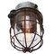 Lampe à Suspension Industrielle Vintage en Métal Gris et Verre Clair 2