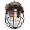 Lampe à Suspension Industrielle Vintage en Verre Clair & Métal Gris 2