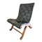 Mid-Century Slipper Lounge Chair in Wood and Leather by Pierre Lottier 3