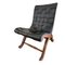 Mid-Century Slipper Lounge Chair in Wood and Leather by Pierre Lottier 1