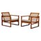 Lounge Chairs in Cane, Kvadrat and Oak attributed to Børge Mogensen for Fredericia, Denmark, 1960s, Set of 2 1